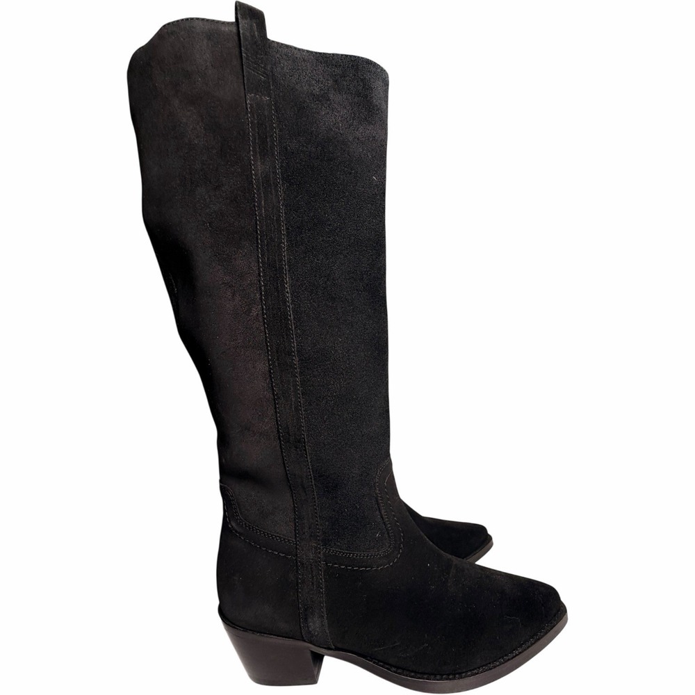 Vintage Foundry Co Amanda Tall Black Suede Western Boots Size 8 - Picture 4 of 14